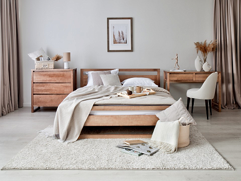 Белая кровать Kvebek - Элегантная кровать из массива дерева с основанием