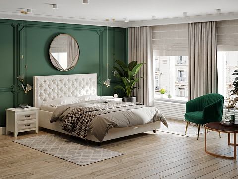 Двуспальная кровать Teona Grand - Кровать с увеличенным изголовьем, украшенным благородной каретной пиковкой.